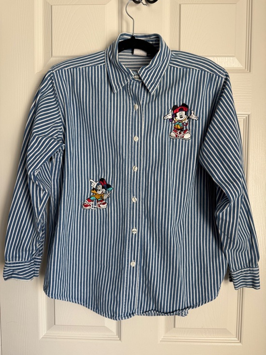 Disney Tops - Vintage Disney Mickey Unlimited Striped Shirt Embroidered Button Up size s